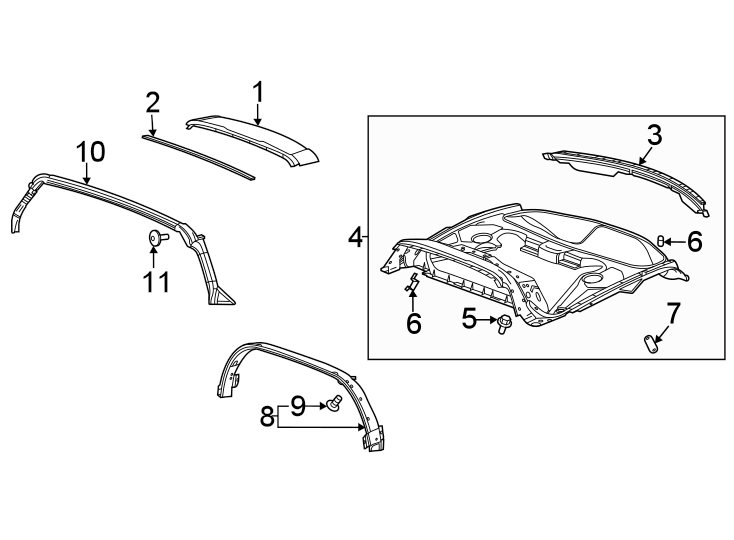 Diagram Roof & components. for your 2021 Chevrolet Corvette   