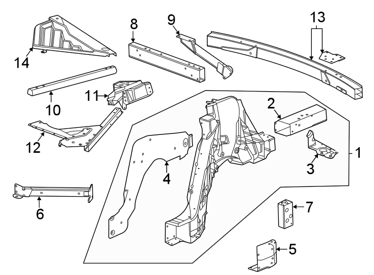 Diagram Rear body & floor. Floor & rails. for your 2015 GMC Sierra 2500 HD 6.6L Duramax V8 DIESEL A/T 4WD SLE Standard Cab Pickup Fleetside 