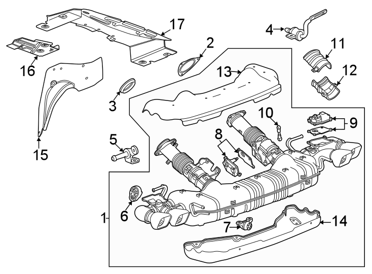 Diagram Exhaust system. Exhaust components. for your 2021 Chevrolet Camaro 6.2L V8 M/T LT1 Coupe 