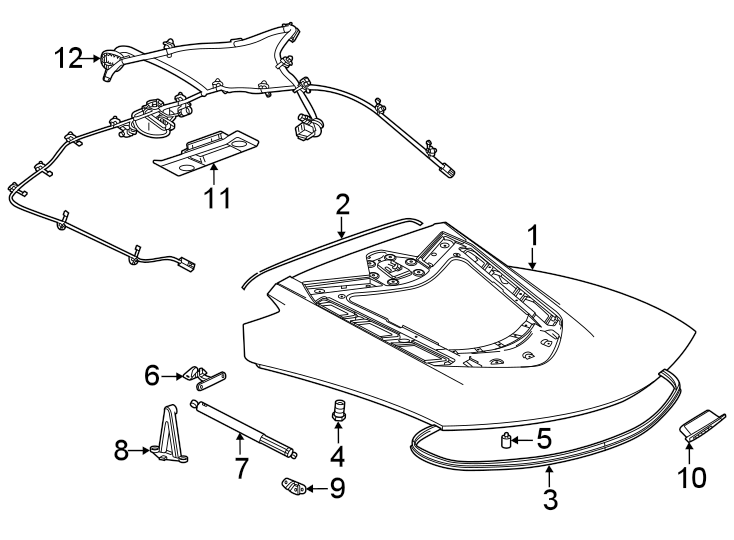 Diagram Engine lid. Lid & components. for your 2019 Chevrolet Suburban    