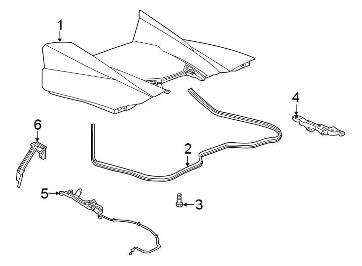 Engine lid. Lid & components. Diagram