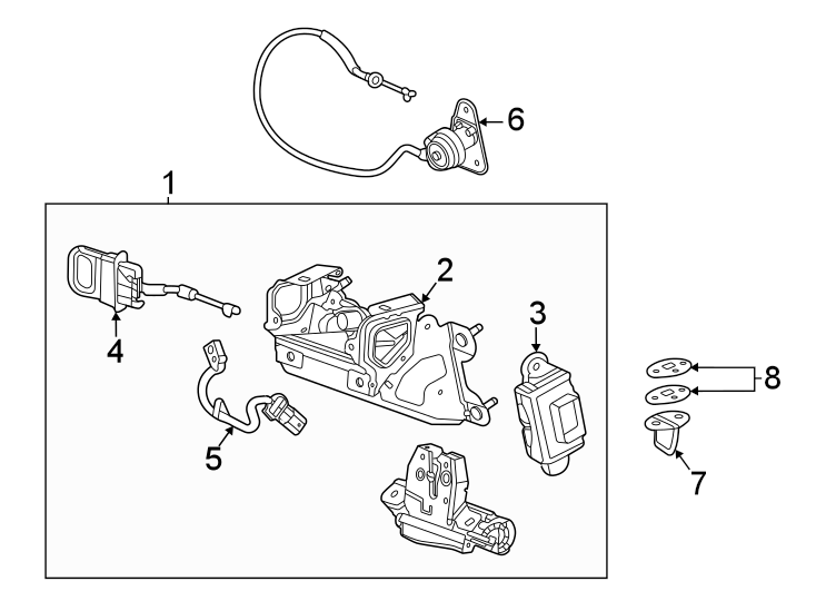 Engine lid. Lock & hardware. Diagram