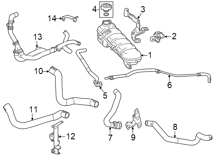 Diagram Radiator hoses. for your 2021 Chevrolet Camaro LT Coupe 2.0L Ecotec A/T 