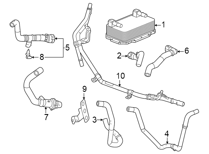 Diagram TRANS oil cooler. for your 2021 Chevrolet Camaro LT Coupe 2.0L Ecotec A/T 