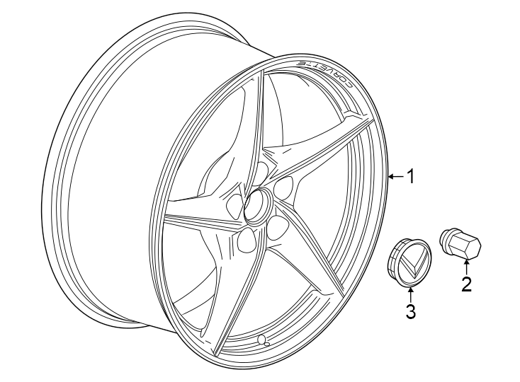 3Bright polished. Carbon flash. Five spoke. Front. Pearl nickel. Rear.https://images.simplepart.com/images/parts/motor/fullsize/CF24285.png