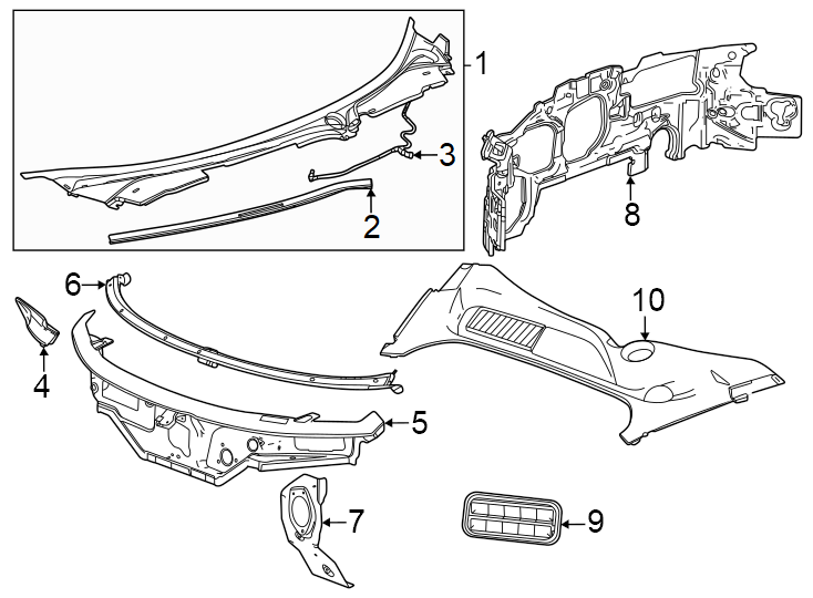 Diagram Cowl. for your 2016 Chevrolet Camaro   