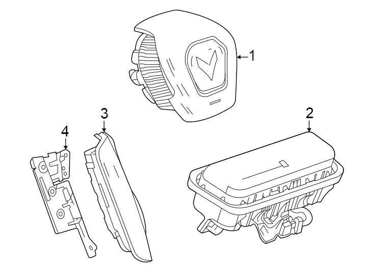 Diagram Restraint systems. Air bag components. for your 2021 Chevrolet Silverado   