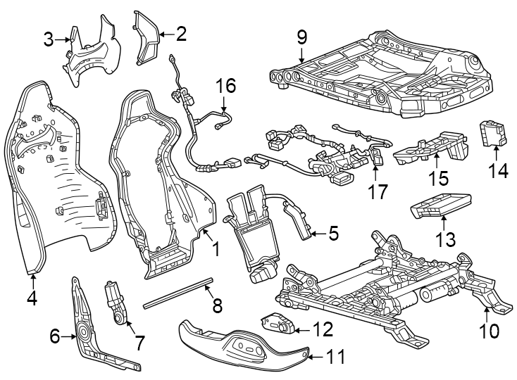 10Frames & components. Heated seat. Labeled 13549340. Labeled 13558153. Lower. Memory. Upper.https://images.simplepart.com/images/parts/motor/fullsize/CF24450.png