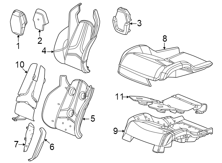 1Covers & pads. Inner. Leather. Natural tan. Outer. Seat back. Seat cushion. Suede.https://images.simplepart.com/images/parts/motor/fullsize/CF24475.png