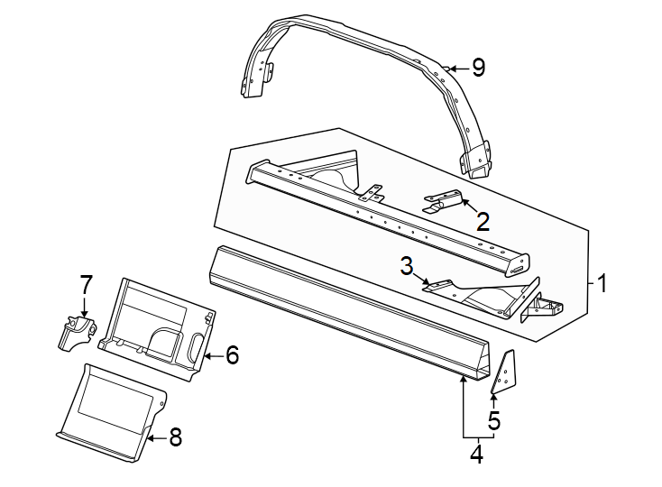 Diagram Rear body & floor. for your 2011 GMC Sierra 2500 HD 6.6L Duramax V8 DIESEL A/T 4WD SLE Standard Cab Pickup 