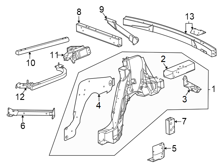 Diagram Rear body & floor. Floor & rails. for your 2021 Chevrolet Camaro ZL1 Coupe 6.2L V8 M/T 