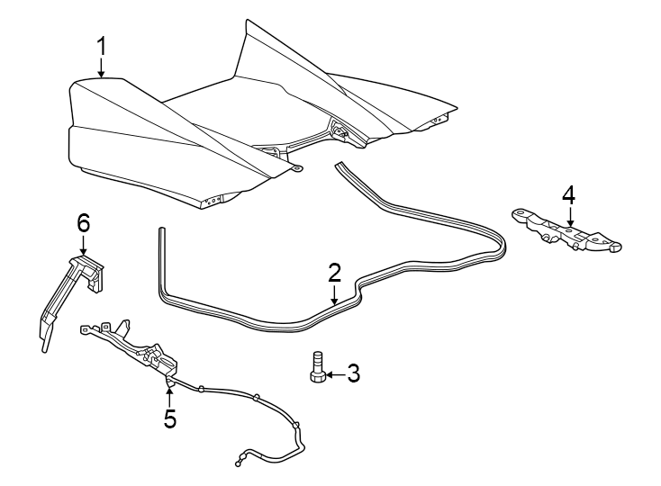 Engine lid. Lid & components. Diagram