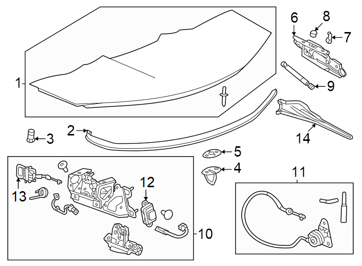 Trunk lid. Exterior trim. Lid & components. Diagram