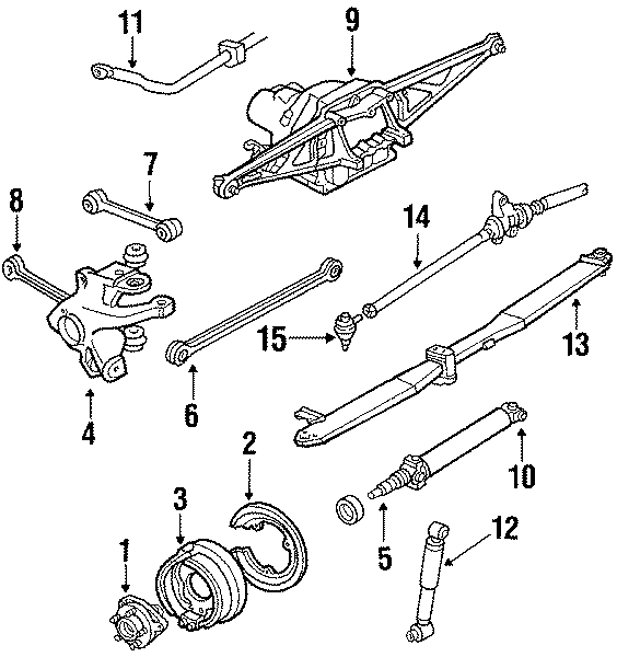 Diagram REAR SUSPENSION. SUSPENSION COMPONENTS. for your 2014 GMC Sierra 2500 HD 6.0L Vortec V8 CNG A/T 4WD WT Standard Cab Pickup 