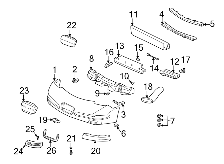 Diagram FRONT BUMPER. BUMPER & COMPONENTS. for your 2006 GMC Sierra 3500 8.1L Vortec V8 A/T RWD WT Crew Cab Pickup Fleetside 