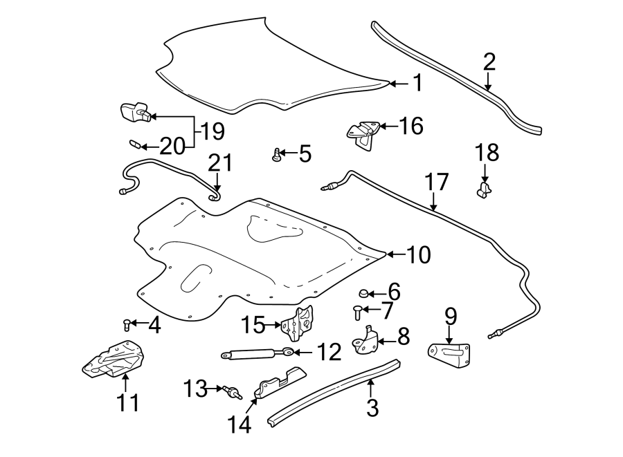 Diagram HOOD & COMPONENTS. for your 2020 Chevrolet Suburban    