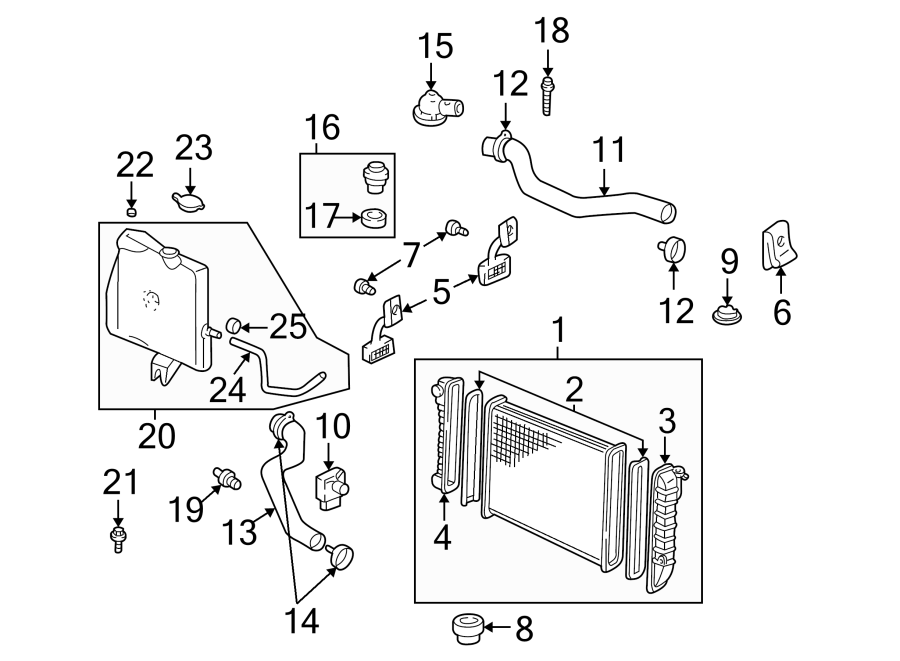 Diagram RADIATOR & COMPONENTS. for your 2019 Chevrolet Equinox   