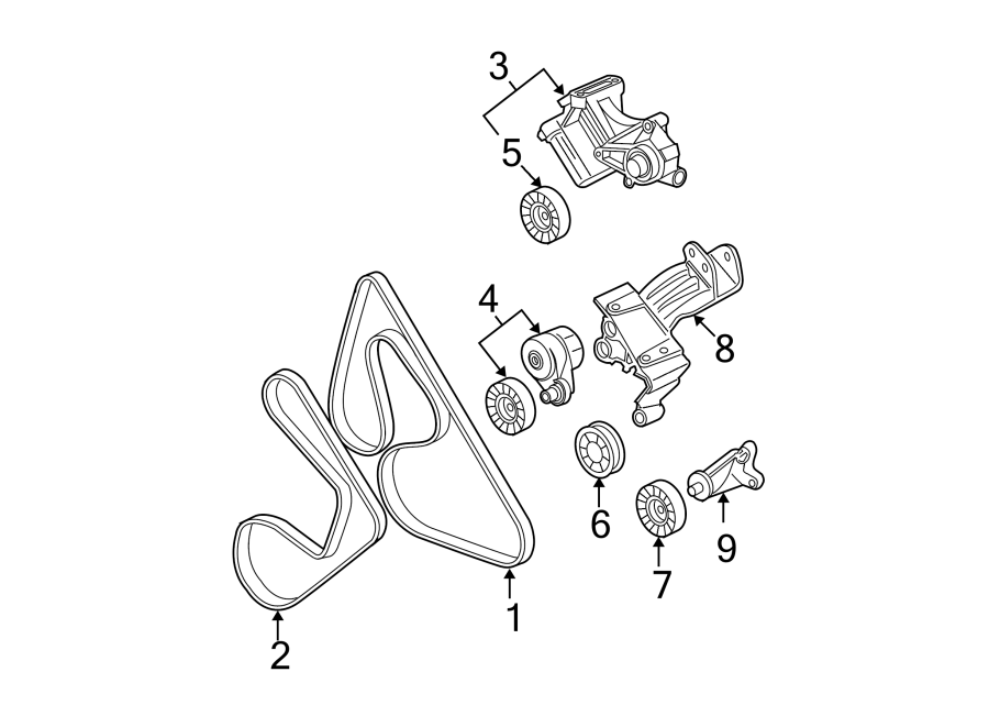 Diagram BELTS & PULLEYS. for your 2005 Chevrolet Express 2500 Base Extended Cargo Van 4.8L Vortec V8 A/T AWD 