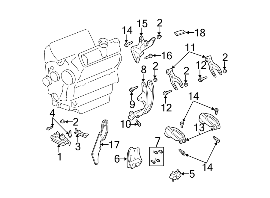 Diagram ENGINE / TRANSAXLE. ENGINE & TRANS MOUNTING. for your Oldsmobile