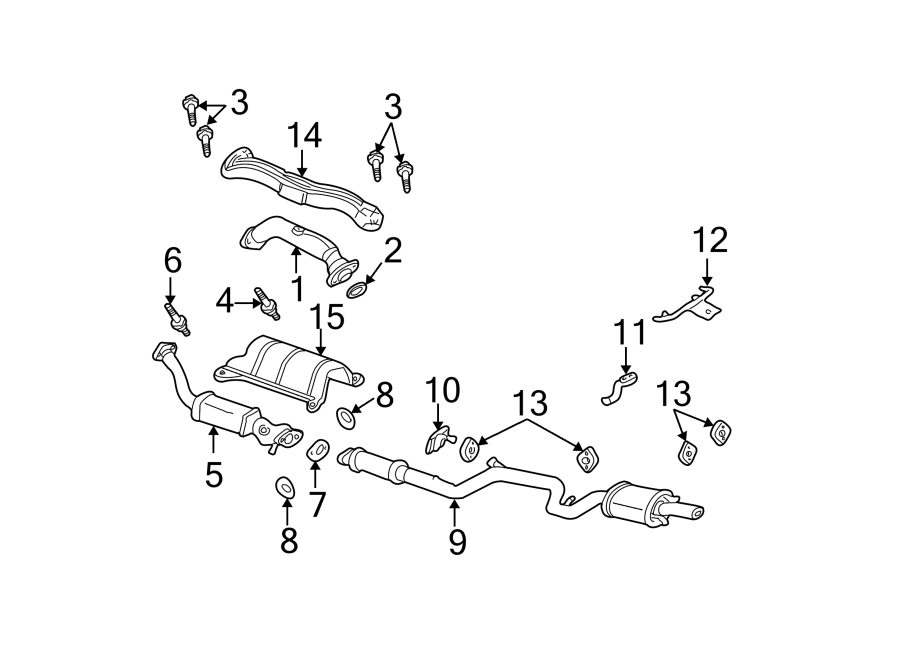 Diagram EXHAUST SYSTEM. EXHAUST COMPONENTS. for your 1992 Chevrolet K3500  Scottsdale Extended Cab Pickup Fleetside 6.5L V8 DIESEL A/T 