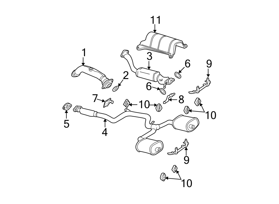 Diagram EXHAUST SYSTEM. EXHAUST COMPONENTS. for your 2018 Chevrolet Equinox  LT Sport Utility 