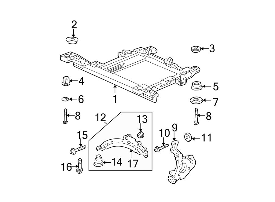 Diagram Front suspension. Suspension components. for your 2019 Chevrolet Equinox 1.5L Ecotec A/T FWD LS Sport Utility 