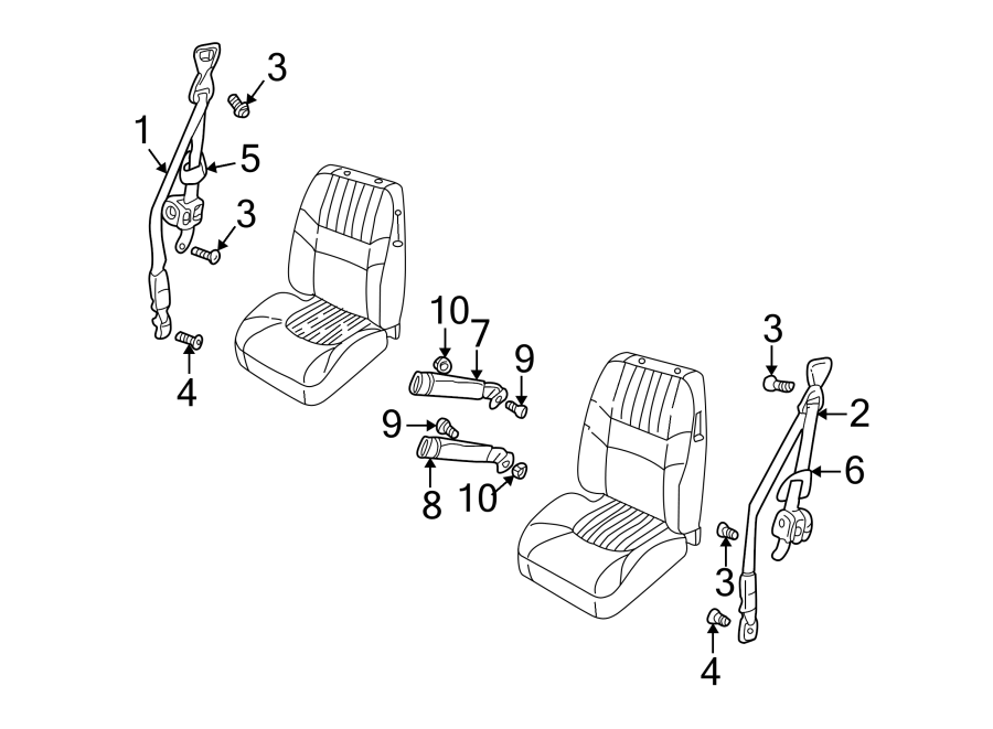 Diagram RESTRAINT SYSTEMS. FRONT SEAT BELTS. for your 2010 GMC Sierra 2500 HD WT Extended Cab Pickup Fleetside  