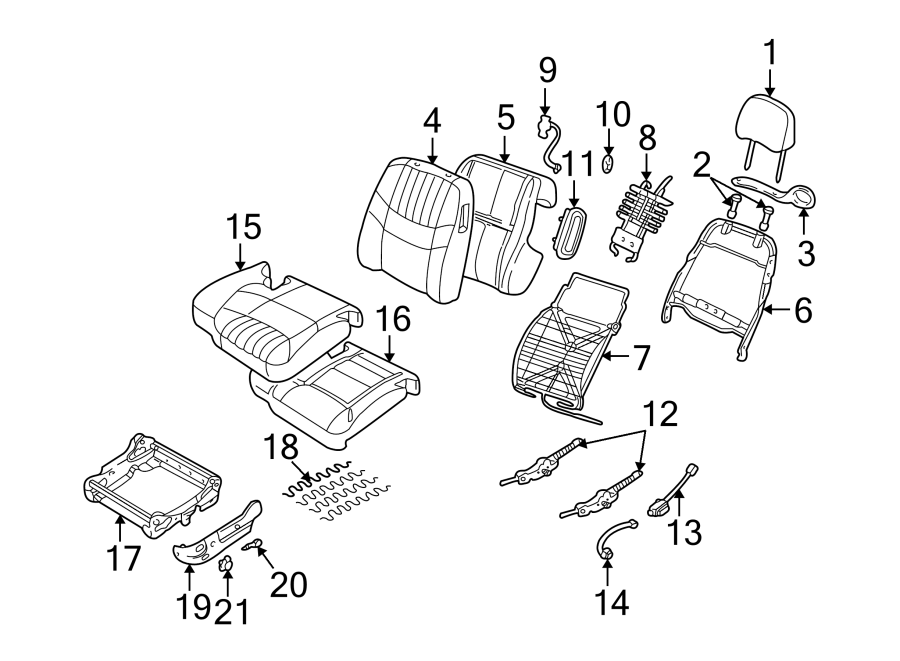 Diagram SEATS & TRACKS. FRONT SEAT COMPONENTS. for your 2005 Chevrolet Express 2500   