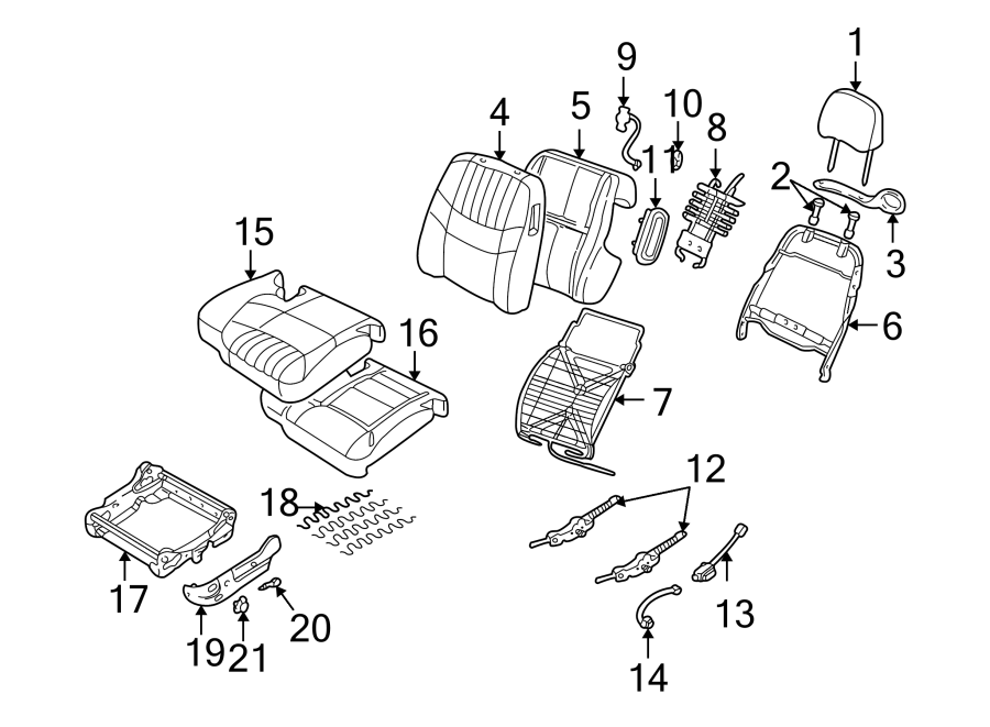 Diagram SEATS & TRACKS. FRONT SEAT COMPONENTS. for your 2005 Chevrolet Express 2500   