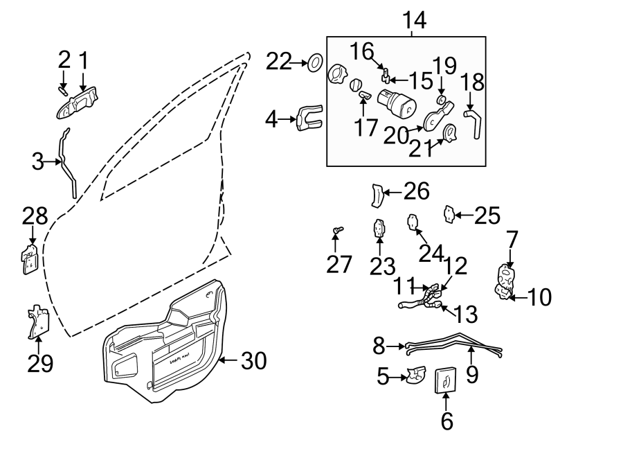 Diagram LOCK & HARDWARE. for your Chevrolet Avalanche 1500  