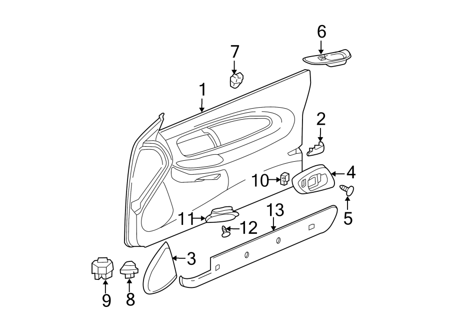 Diagram DOOR. INTERIOR TRIM. for your 2007 Chevrolet Tahoe    