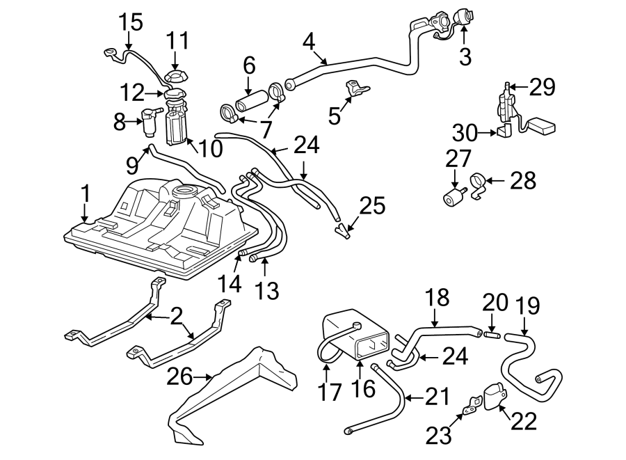 Diagram FUEL SYSTEM COMPONENTS. for your 2015 GMC Yukon   