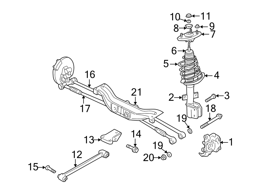 Diagram REAR SUSPENSION. SUSPENSION COMPONENTS. for your 2019 Chevrolet Equinox 1.5L Ecotec A/T FWD LS Sport Utility 