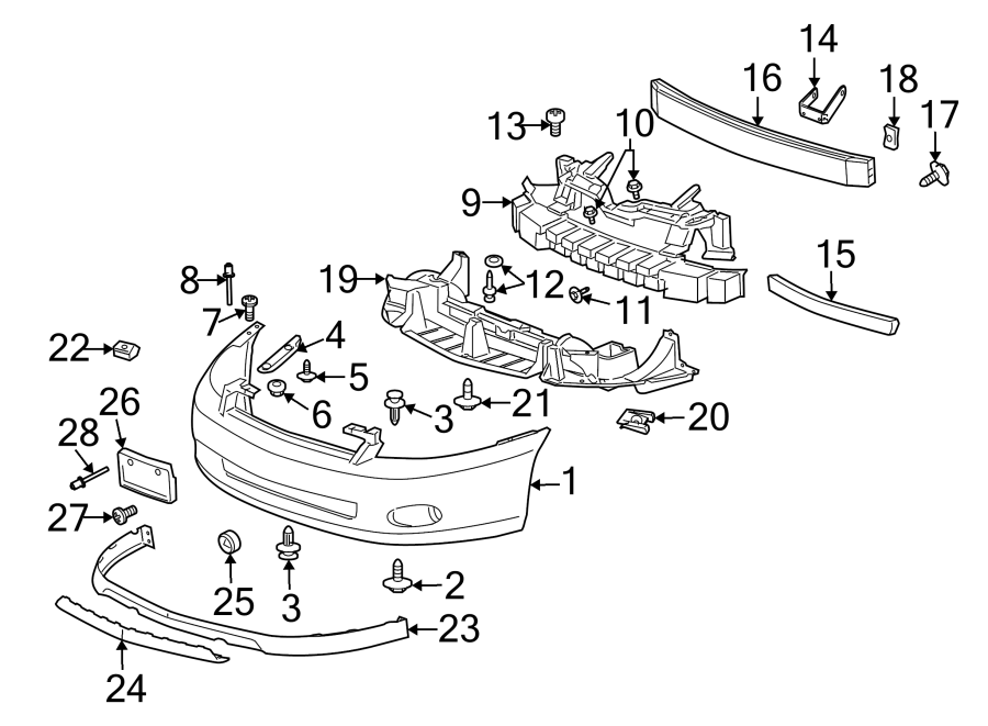 Diagram FRONT BUMPER & GRILLE. BUMPER & COMPONENTS. for your 2015 GMC Sierra 2500 HD 6.0L Vortec V8 A/T 4WD SLE Standard Cab Pickup 