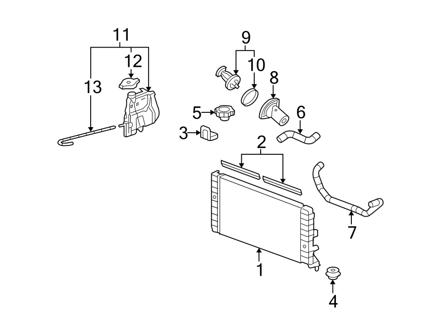 Diagram RADIATOR & COMPONENTS. for your 2004 Chevrolet Astro   