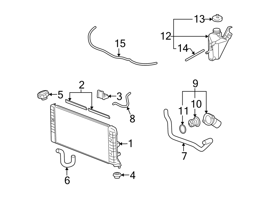 Diagram RADIATOR & COMPONENTS. for your 2013 Chevrolet Equinox LTZ Sport Utility  