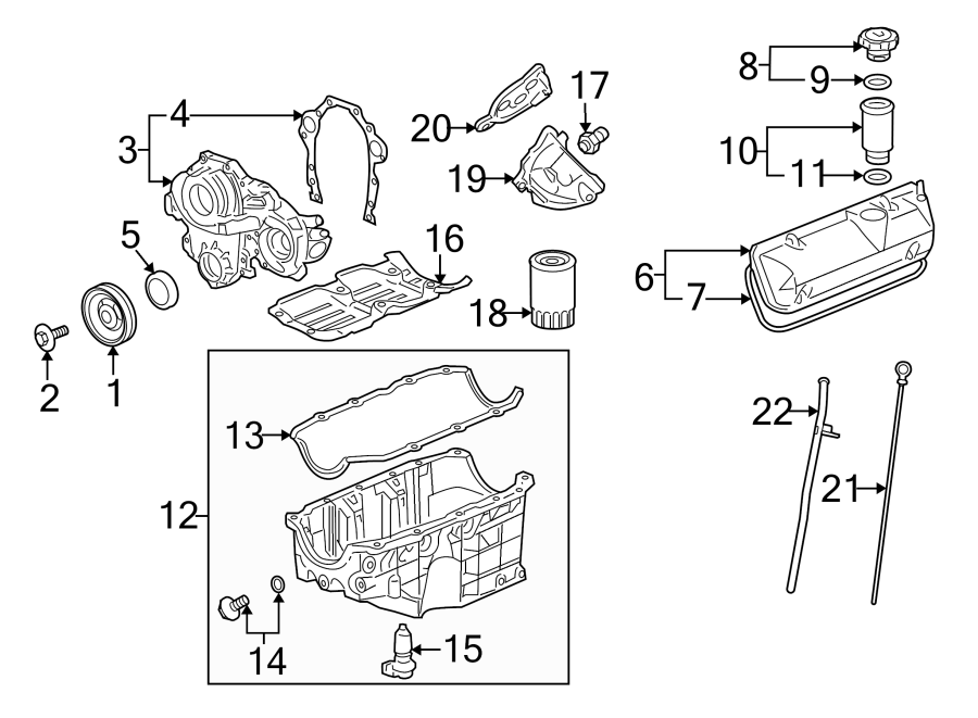 Diagram ENGINE / TRANSAXLE. ENGINE PARTS. for your 2005 Chevrolet Express 1500   