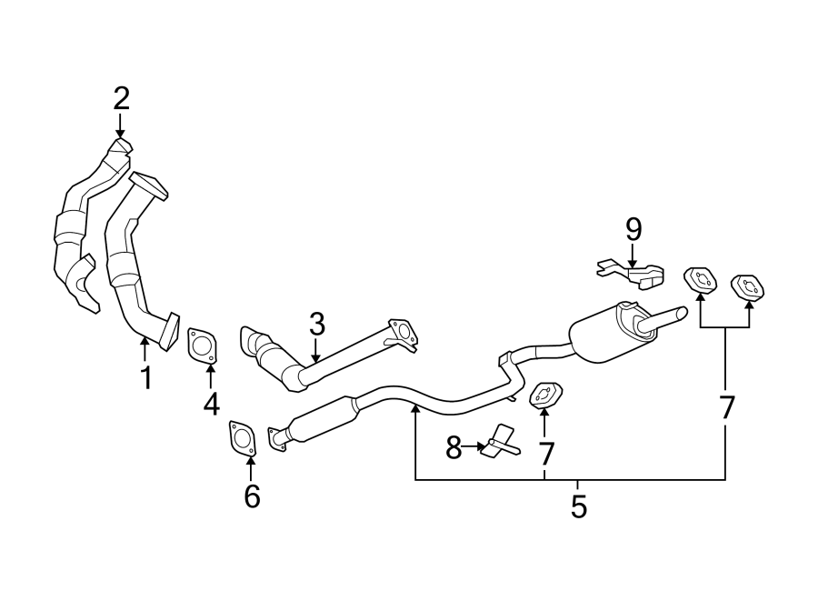 Diagram EXHAUST SYSTEM. EXHAUST COMPONENTS. for your 2024 Chevrolet Equinox  LT Sport Utility 