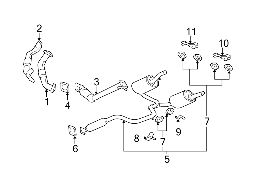 Diagram EXHAUST SYSTEM. EXHAUST COMPONENTS. for your 1992 Chevrolet K3500  Scottsdale Extended Cab Pickup Fleetside 6.5L V8 DIESEL A/T 