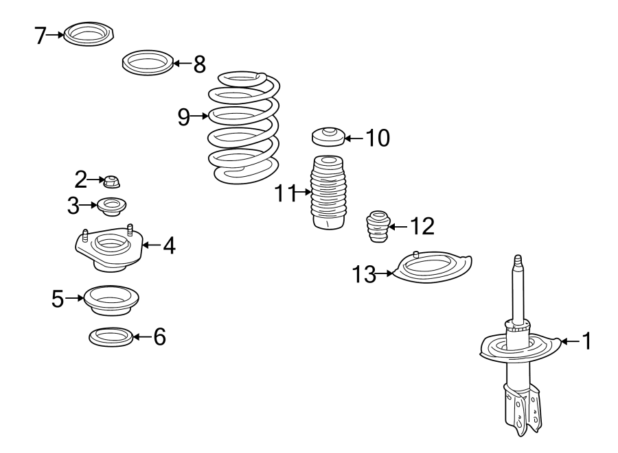 Diagram FRONT SUSPENSION. STRUTS & COMPONENTS. for your 2024 Chevrolet Equinox 1.5L Ecotec A/T FWD RS Sport Utility 