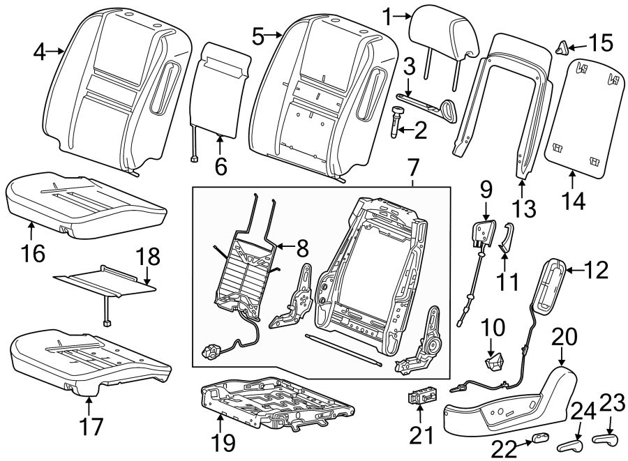 SEATS & TRACKS. DRIVER SEAT COMPONENTS. Diagram