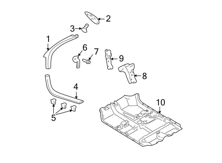 Diagram PILLARS. ROCKER & FLOOR. INTERIOR TRIM. for your 2014 Chevrolet Traverse  LS Sport Utility 3.6L V6 A/T FWD 