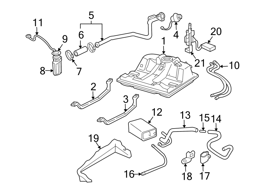 Diagram FUEL SYSTEM COMPONENTS. for your 2023 GMC Yukon   