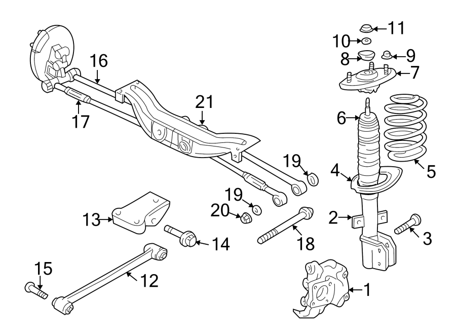 Diagram REAR SUSPENSION. SUSPENSION COMPONENTS. for your 2016 GMC Sierra 2500 HD 6.0L Vortec V8 FLEX A/T RWD SLE Extended Cab Pickup Fleetside 