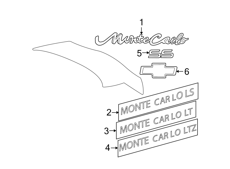 Diagram TRUNK LID. EXTERIOR TRIM. for your Buick Century  