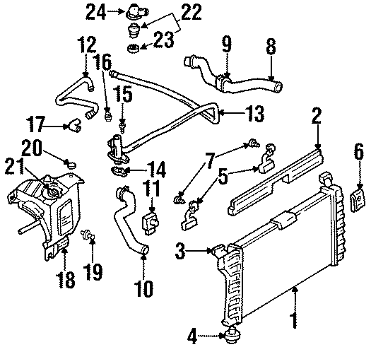 Diagram RADIATOR & COMPONENTS. for your 2005 GMC Sierra 2500 HD   