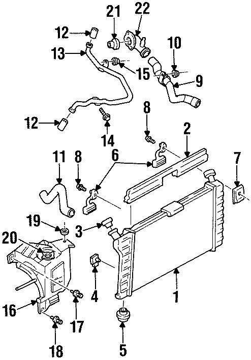 Diagram RADIATOR & COMPONENTS. for your 2025 Cadillac XT4 Luxury Sport Utility 2.0L A/T FWD 