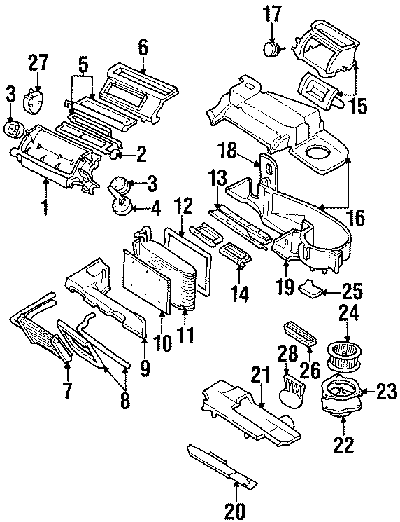 Diagram AIR CONDITIONER & HEATER. BLOWER MOTOR & FAN. EVAPORATOR & HEATER COMPONENTS. for your 2013 Buick Enclave    