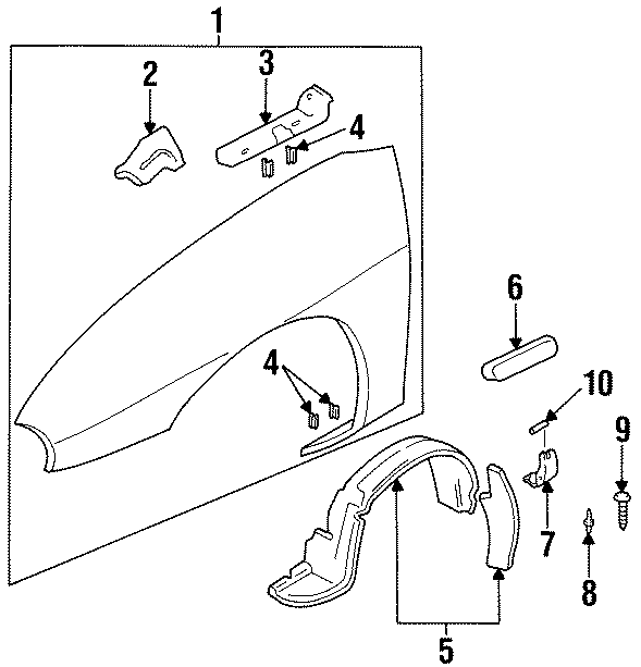 Diagram EXTERIOR TRIM. FENDER & COMPONENTS. for your 2019 GMC Sierra 2500 HD 6.0L Vortec V8 A/T RWD Base Extended Cab Pickup Fleetside 