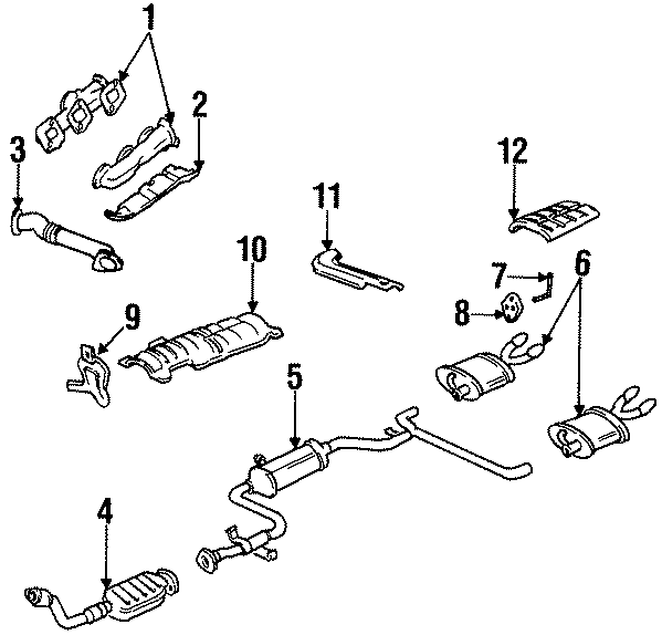 Diagram EXHAUST SYSTEM. EXHAUST COMPONENTS. MANIFOLD. for your 2019 Chevrolet Camaro  SS Coupe 